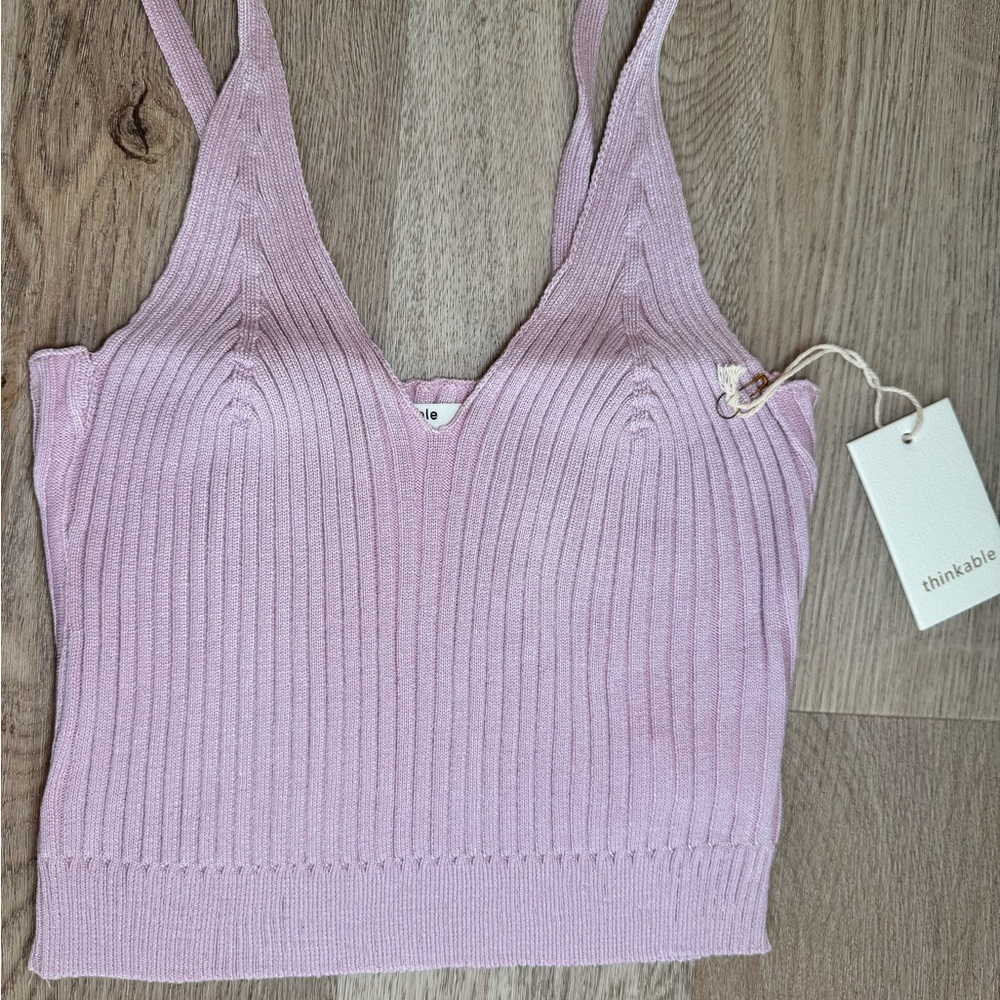 Violet Ribbed Knit Crop Top - Picture 3 of 4